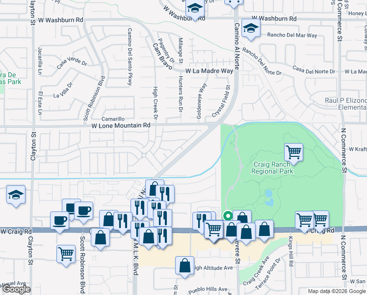 map of restaurants, bars, coffee shops, grocery stores, and more near 4724 Cactus Sun Lane in North Las Vegas