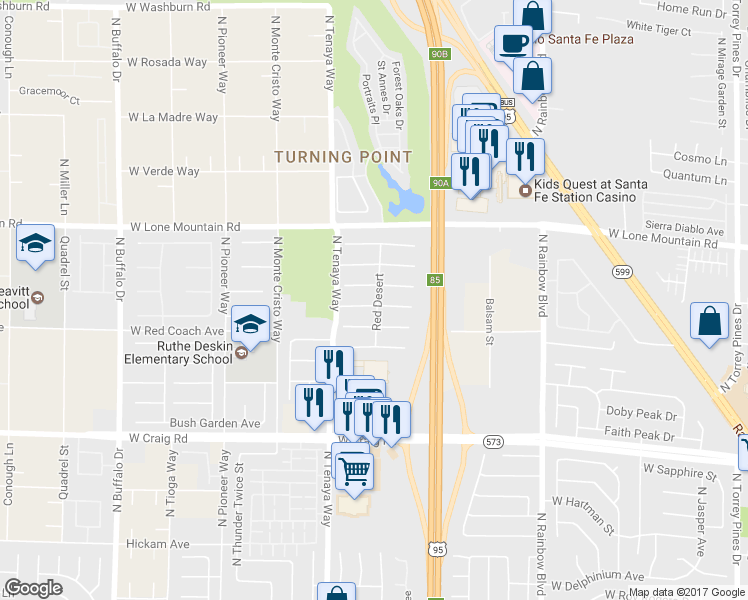 map of restaurants, bars, coffee shops, grocery stores, and more near 7100 Junction Village Avenue in Las Vegas