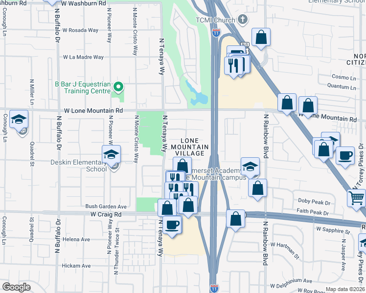 map of restaurants, bars, coffee shops, grocery stores, and more near 7100 Junction Village Avenue in Las Vegas