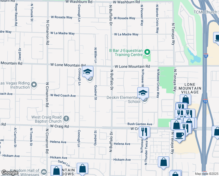 map of restaurants, bars, coffee shops, grocery stores, and more near 7541 Adobe Cliffs Circle in Las Vegas