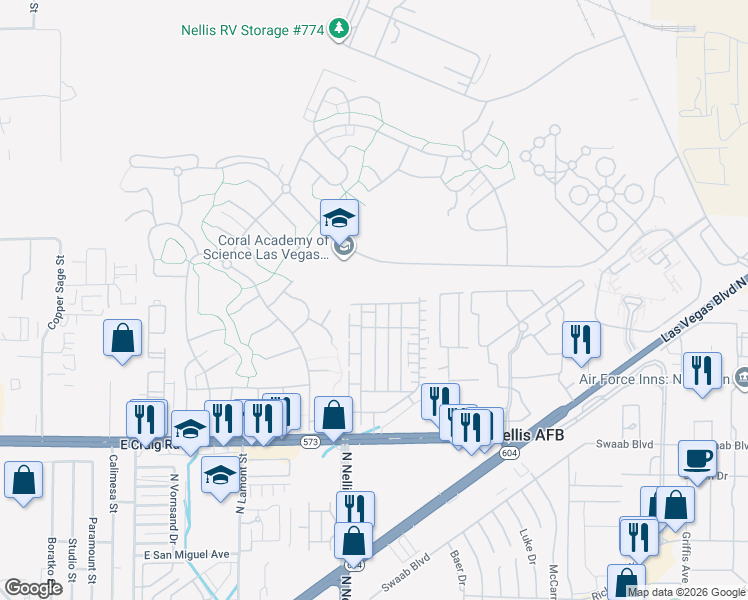 map of restaurants, bars, coffee shops, grocery stores, and more near 5170 Steep Cliffs Avenue in Las Vegas