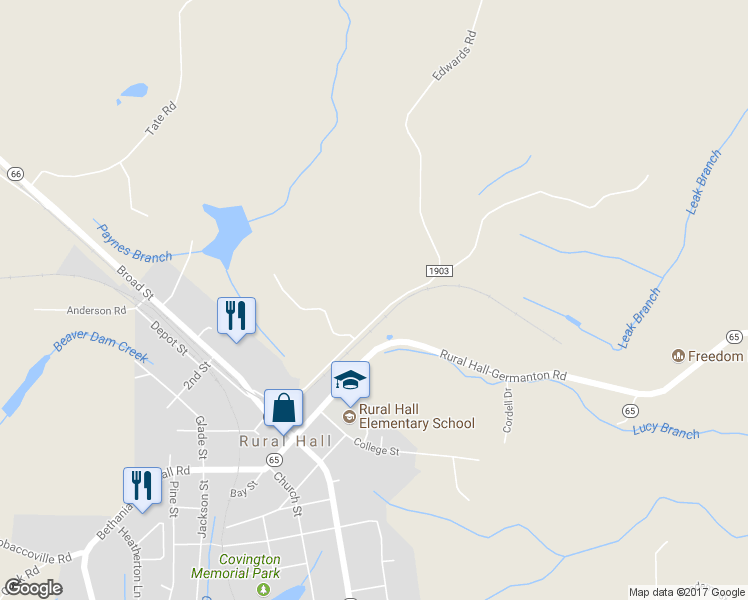 map of restaurants, bars, coffee shops, grocery stores, and more near 429 Edwards Road in Rural Hall