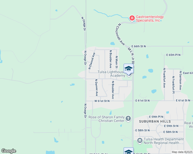 map of restaurants, bars, coffee shops, grocery stores, and more near 319 West 63rd Place North in Tulsa