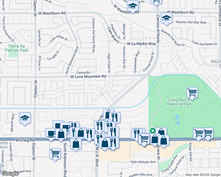 map of restaurants, bars, coffee shops, grocery stores, and more near 4727 Agave Cactus Street in North Las Vegas