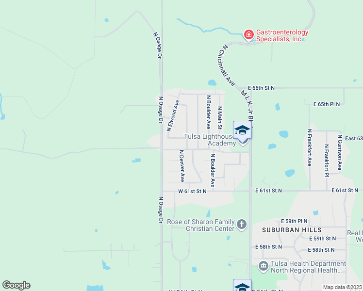 map of restaurants, bars, coffee shops, grocery stores, and more near 319 West 63rd Place North in Tulsa