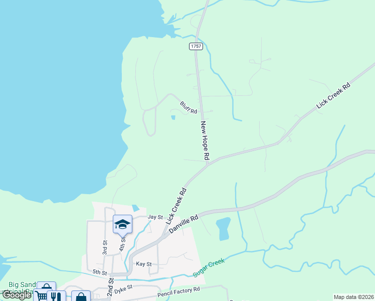map of restaurants, bars, coffee shops, grocery stores, and more near 59 New Hope Road in Big Sandy