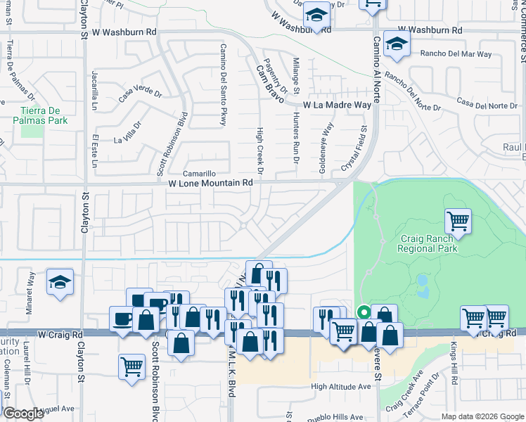 map of restaurants, bars, coffee shops, grocery stores, and more near 4727 Agave Cactus Street in North Las Vegas