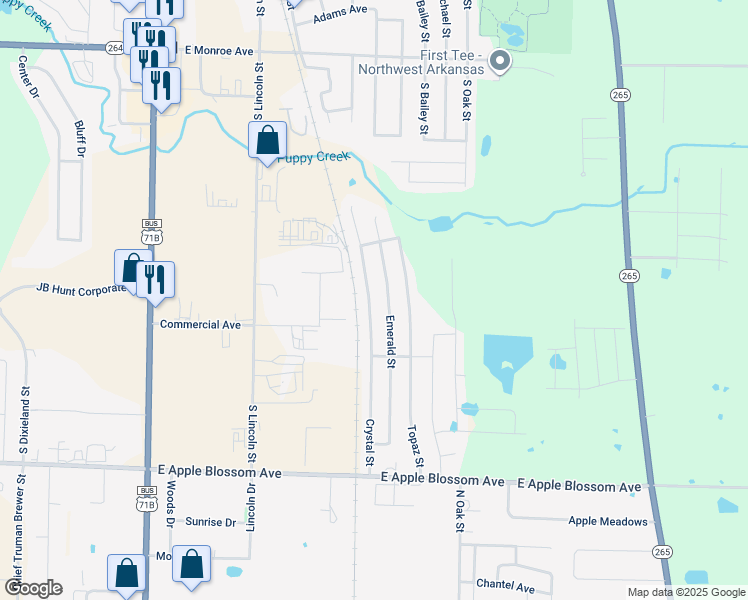 map of restaurants, bars, coffee shops, grocery stores, and more near 519 Crystal Street in Lowell