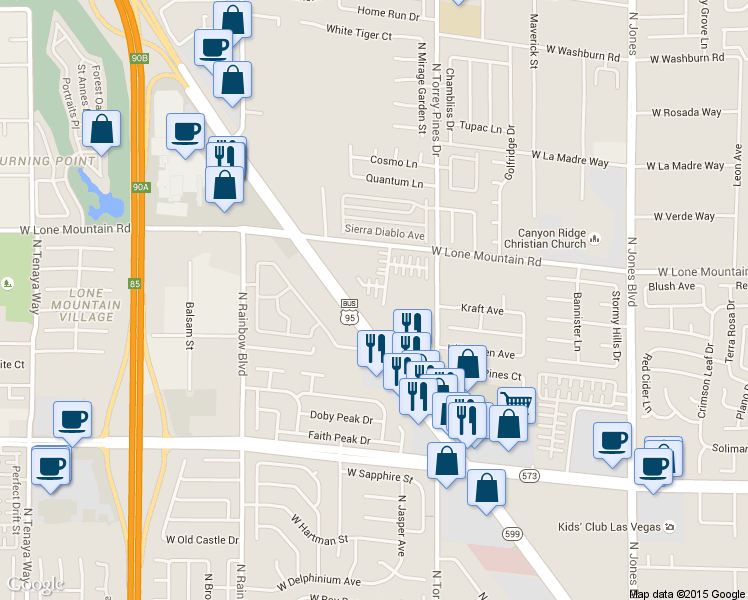 map of restaurants, bars, coffee shops, grocery stores, and more near 4741 Newby Hall Court in Las Vegas