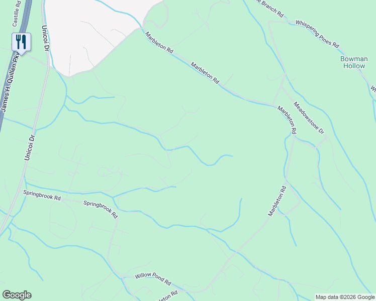 map of restaurants, bars, coffee shops, grocery stores, and more near 104 Memrose Lane in Unicoi