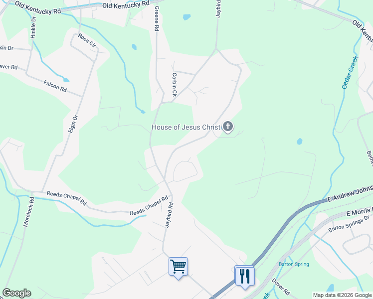 map of restaurants, bars, coffee shops, grocery stores, and more near 1142 Shannons Little Mountain Road in Morristown