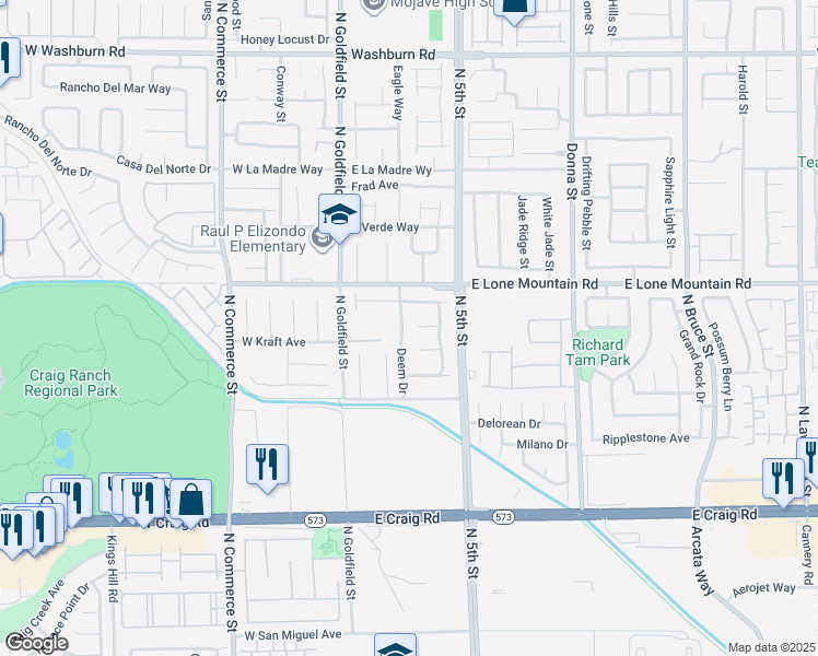 map of restaurants, bars, coffee shops, grocery stores, and more near 4716 Deem Drive in North Las Vegas