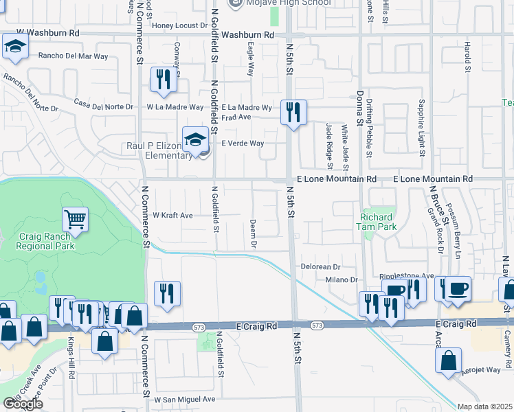 map of restaurants, bars, coffee shops, grocery stores, and more near 4716 Deem Drive in North Las Vegas