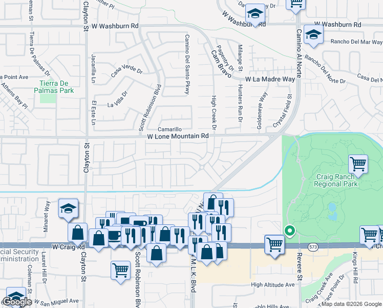map of restaurants, bars, coffee shops, grocery stores, and more near 1514 Golden Hour Avenue in North Las Vegas