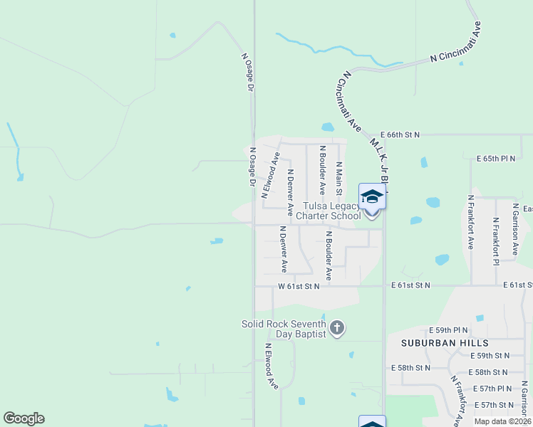 map of restaurants, bars, coffee shops, grocery stores, and more near 319 West 63rd Place North in Tulsa