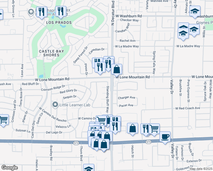 map of restaurants, bars, coffee shops, grocery stores, and more near 4800 Baffin Court in Las Vegas