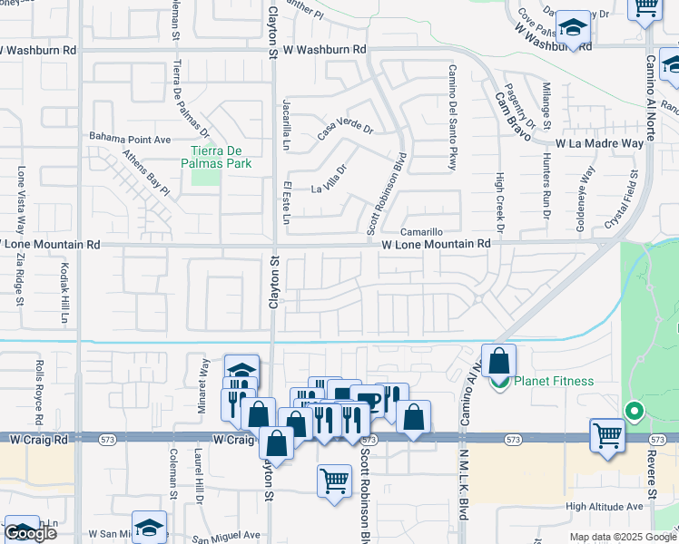 map of restaurants, bars, coffee shops, grocery stores, and more near 4715 Beautify Street in North Las Vegas