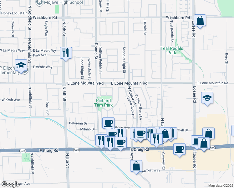 map of restaurants, bars, coffee shops, grocery stores, and more near 4722 Rockpine Drive in North Las Vegas