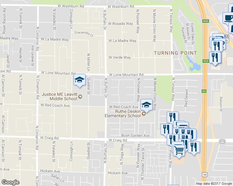 map of restaurants, bars, coffee shops, grocery stores, and more near 7504 Dry Pines Circle in Las Vegas