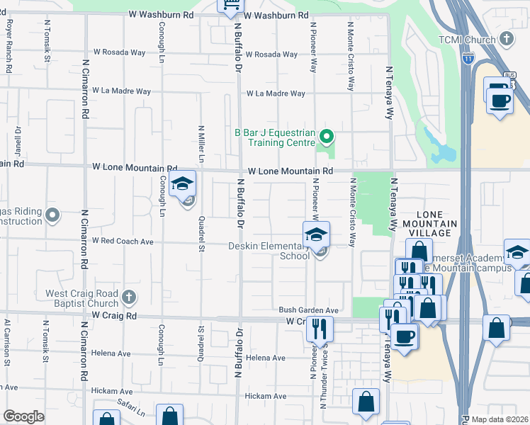 map of restaurants, bars, coffee shops, grocery stores, and more near 7504 Dry Pines Circle in Las Vegas