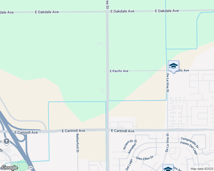 map of restaurants, bars, coffee shops, grocery stores, and more near 3469 North Hillman Street in Tulare