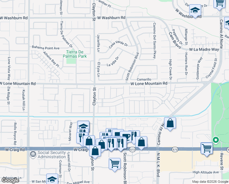 map of restaurants, bars, coffee shops, grocery stores, and more near 4719 Beautify Street in North Las Vegas