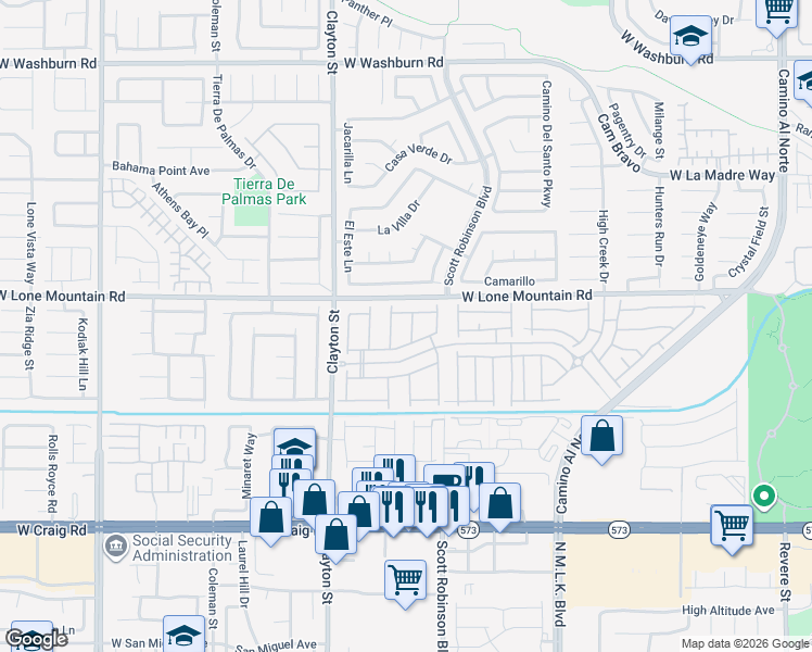 map of restaurants, bars, coffee shops, grocery stores, and more near 4719 Beautify Street in North Las Vegas