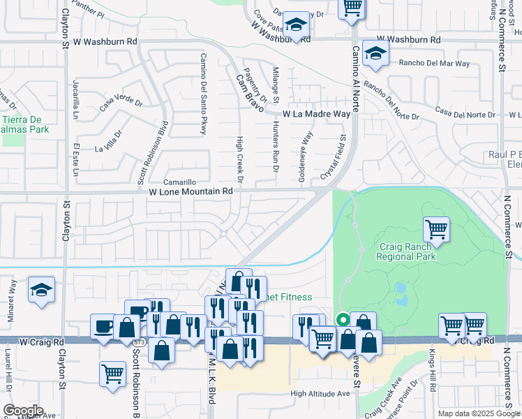 map of restaurants, bars, coffee shops, grocery stores, and more near 1212 Cactus Needle Avenue in North Las Vegas