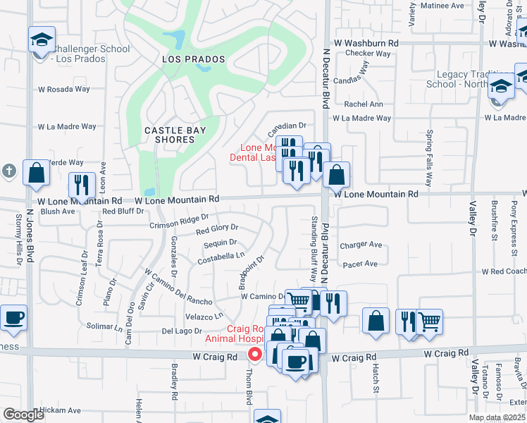 map of restaurants, bars, coffee shops, grocery stores, and more near 4709 Boston Ivy Court in Las Vegas
