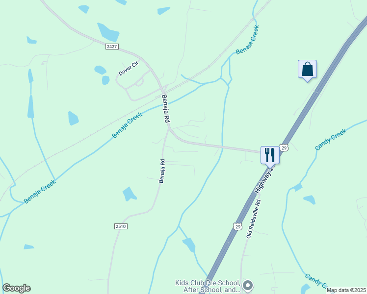 map of restaurants, bars, coffee shops, grocery stores, and more near 151 Mamie Lane in Reidsville