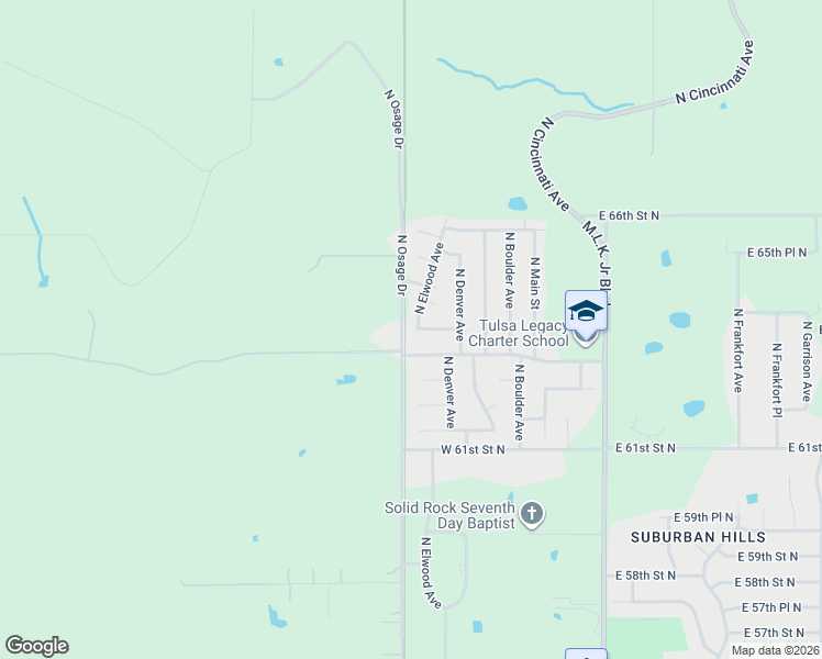map of restaurants, bars, coffee shops, grocery stores, and more near 6320 North Elwood Avenue in Tulsa