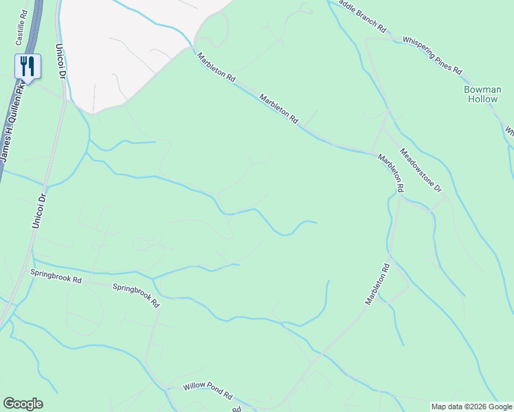map of restaurants, bars, coffee shops, grocery stores, and more near 104 Memrose Lane in Unicoi