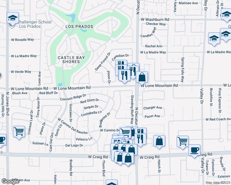 map of restaurants, bars, coffee shops, grocery stores, and more near 4712 Compass Bow Lane in Las Vegas