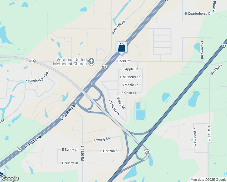 map of restaurants, bars, coffee shops, grocery stores, and more near 9172 East Oak Lane in Claremore