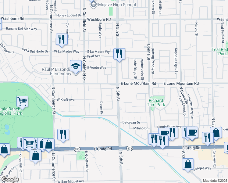 map of restaurants, bars, coffee shops, grocery stores, and more near 4728 Cloudy Morning Street in North Las Vegas