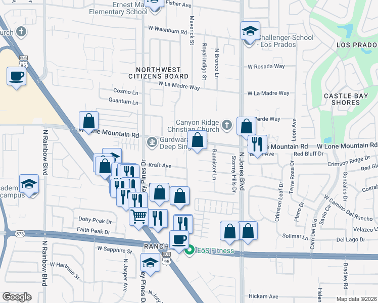 map of restaurants, bars, coffee shops, grocery stores, and more near 4760 Windy Hollow Street in Las Vegas