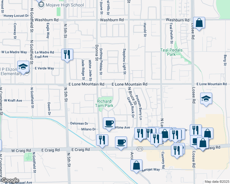 map of restaurants, bars, coffee shops, grocery stores, and more near 4722 Rockpine Drive in North Las Vegas