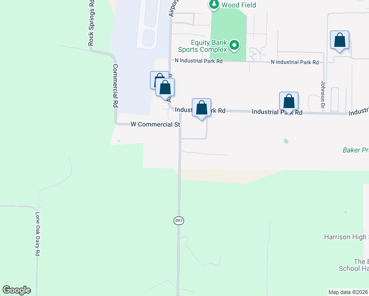 map of restaurants, bars, coffee shops, grocery stores, and more near 2371 Arkansas 397 in Harrison