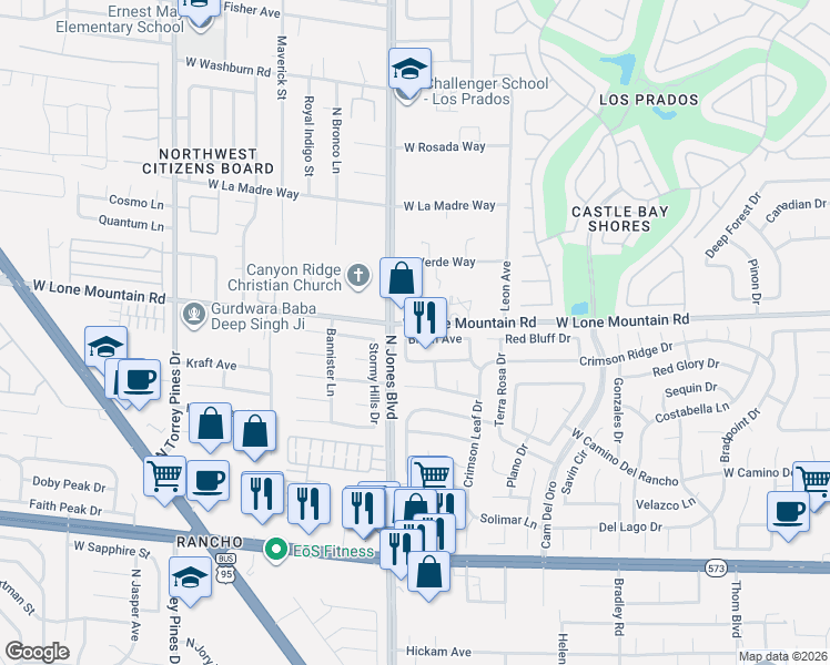 map of restaurants, bars, coffee shops, grocery stores, and more near 5904 Blush Avenue in Las Vegas