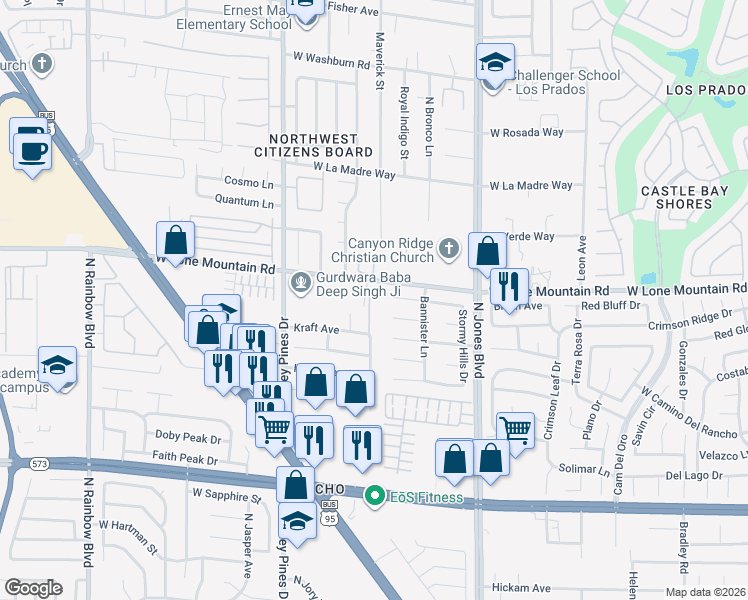 map of restaurants, bars, coffee shops, grocery stores, and more near 4760 Windy Hollow Street in Las Vegas