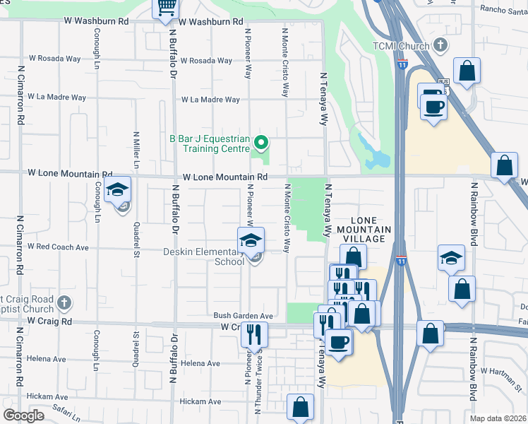 map of restaurants, bars, coffee shops, grocery stores, and more near 7320 Moonlight View Court in Las Vegas