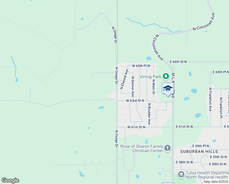 map of restaurants, bars, coffee shops, grocery stores, and more near 6320 North Elwood Avenue in Tulsa