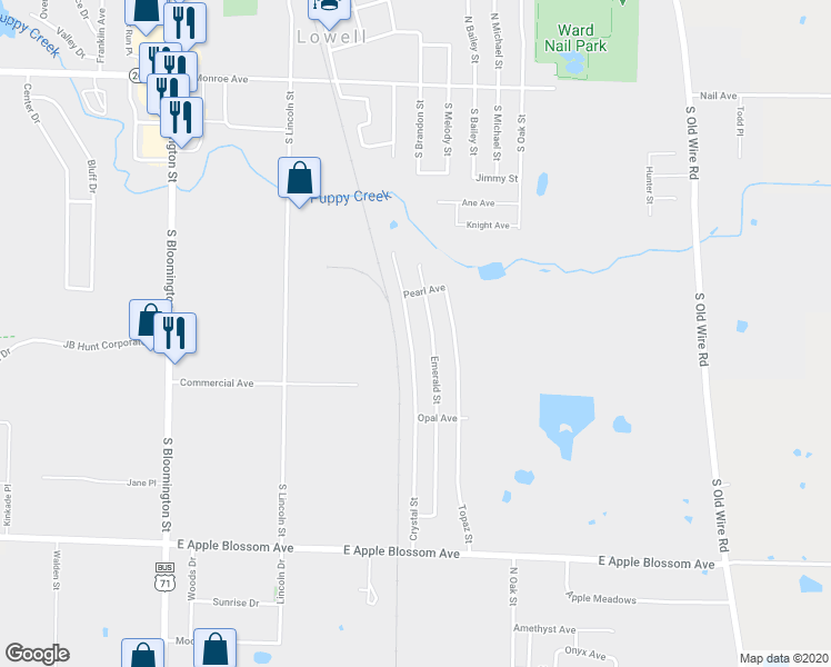 map of restaurants, bars, coffee shops, grocery stores, and more near 513 Crystal Street in Lowell