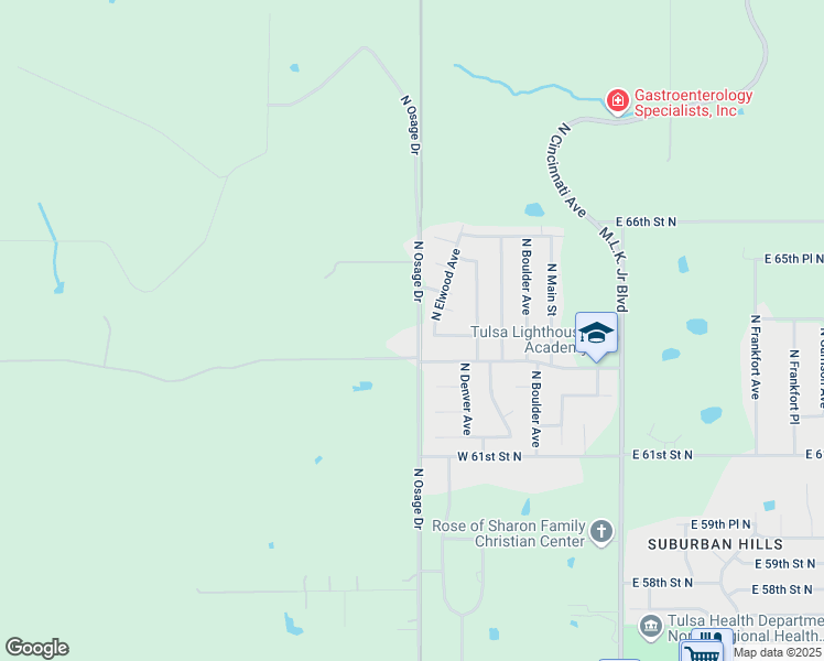 map of restaurants, bars, coffee shops, grocery stores, and more near 6320 North Elwood Avenue in Tulsa