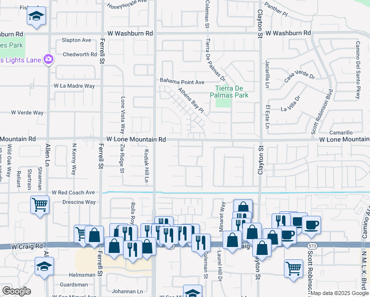 map of restaurants, bars, coffee shops, grocery stores, and more near 2609 Old Town Dr in North Las Vegas