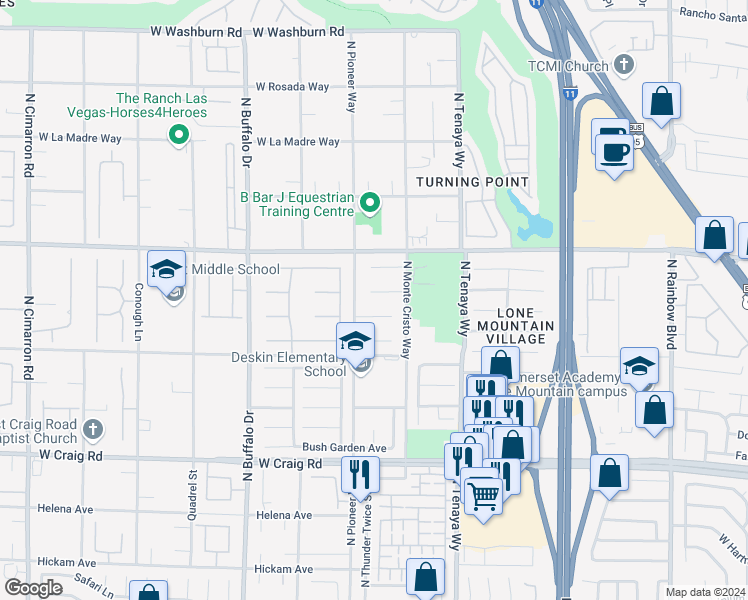 map of restaurants, bars, coffee shops, grocery stores, and more near in Las Vegas
