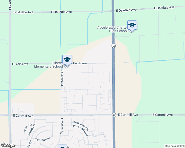 map of restaurants, bars, coffee shops, grocery stores, and more near 1701-1735 East Pacific Avenue in Tulare