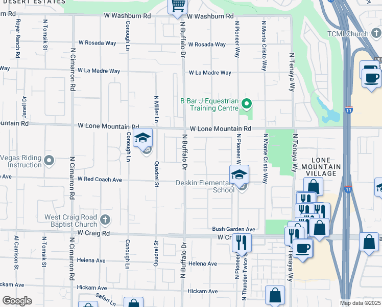 map of restaurants, bars, coffee shops, grocery stores, and more near 7541 Adobe Cliffs Circle in Las Vegas