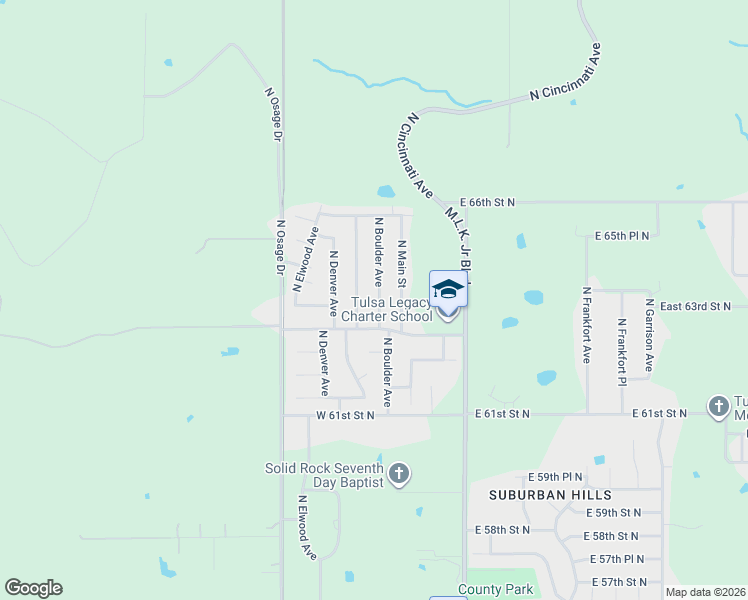 map of restaurants, bars, coffee shops, grocery stores, and more near 6321 North Boulder Avenue in Tulsa