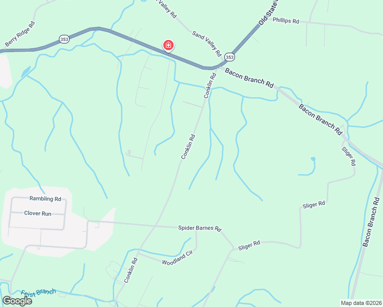 map of restaurants, bars, coffee shops, grocery stores, and more near 218 Conklin Road in Jonesborough